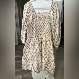 Ivy City Co Cream Short 3/4 Sleeve Cotton Dress 1x